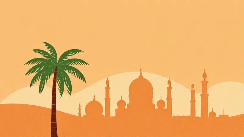 رسم توضيحي مفاهيمي يعبّر عن تسويق المطاعم في المدينة المنورة