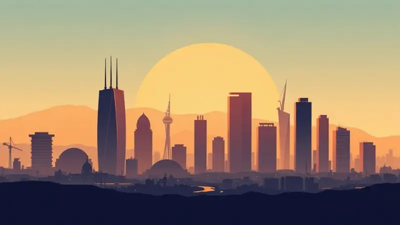 رسم توضيحي مفاهيمي يعبّر عن تسويق المطاعم في دبي والإمارات: جمهور متعدّد وسقف توقّعات عالٍ